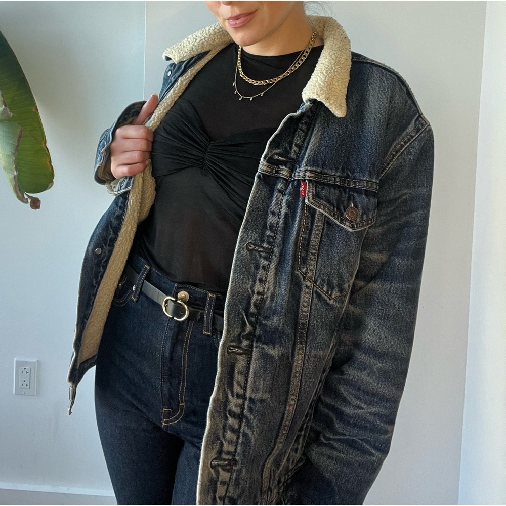 Levi's Black Jean Jacket with Cream Lining